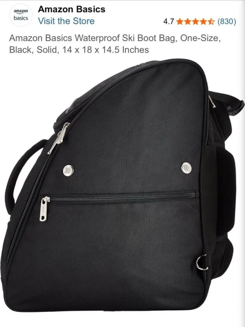 Black Amazon Ski Boot Travel Backpack